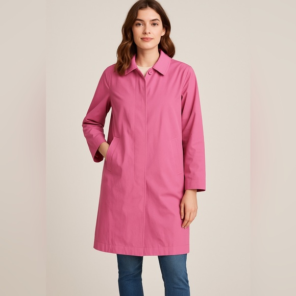 Vintage Esprit Women's Solid Pink Knee-Length Rain Coat,‎ size S - Picture 1 of 16